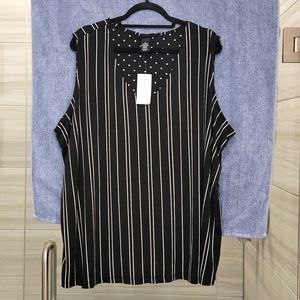 NWT - Black and white stripe sleeveless blouse